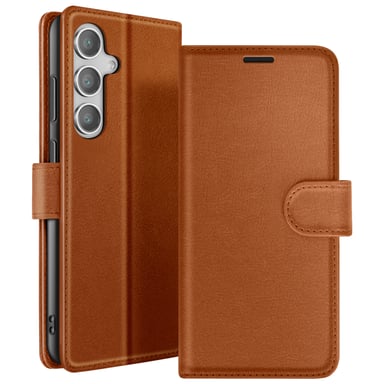 Zanaé Funda tipo cartera para Galaxy S24 FE con función de soporte y lengüeta magnética Marrón