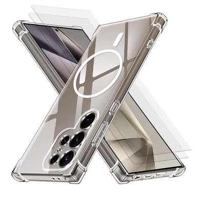 EVETANE Coque Samsung Galaxy S24 Ultra Magnétique Compatible Magsafe + 2 Vitres Protection Ecran