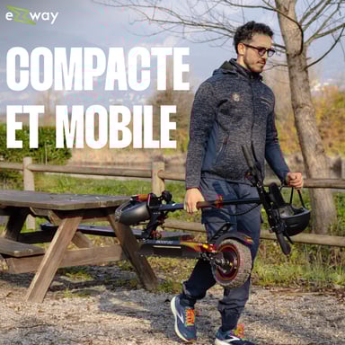 Trottinette Électrique  EZWAY EBOOST GO – 800W, 25 km/h, Autonomie 50 km, Pneu tout terrain 10'' , Batterie 48V/10.4Ah - 23Kg