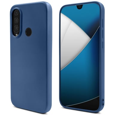 Mode de vie Moozy. Coque conçue pour Huawei P30 Lite, bleu nuit – Coque en silicone liquide avec finition mate et doublure en microfibre douce.