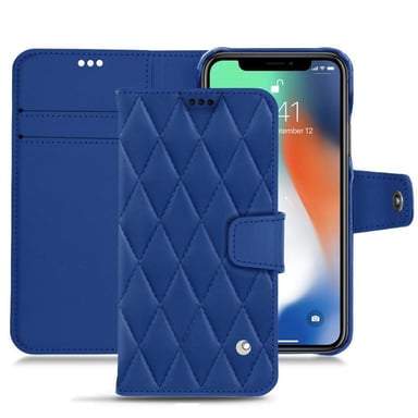 Housse cuir Apple iPhone Xr -  - Bleu - Cuir lisse couture