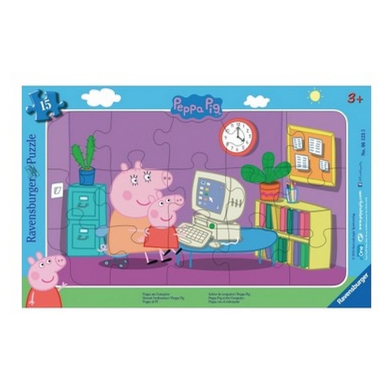 Puzzle cadre 15 pièces : Peppa pig devant 'ordi Ravensburger France - vue 3