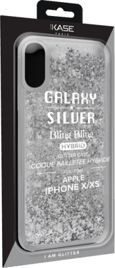 Custodia ibrida Bling Bling Glitter per Apple iPhone X/XS, Silver Galaxy