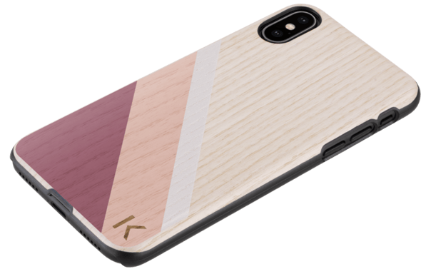 Guscio in legno di frassino per Apple iPhone X/XS, rosa ciliegia