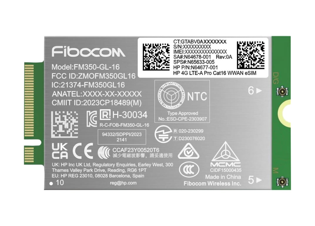 Tarjeta de HP AM5R3AA Módulo Interne 4G LTE Cat16 eSIM GPS 2 Gbps - vue 2