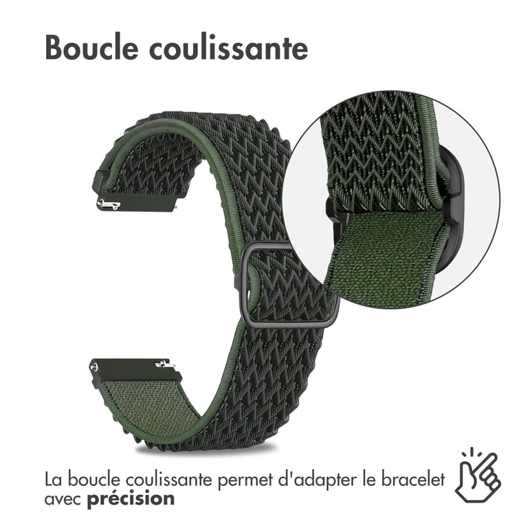 imoshion Bracelet en nylon élastique - Connexion universelle 20 mm - Vert foncé - Neuf