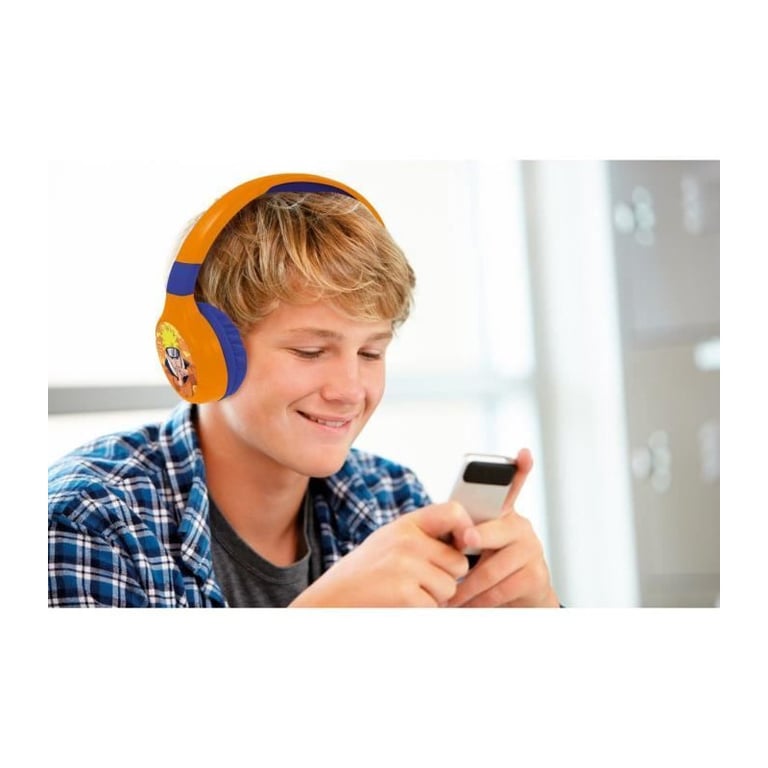Casque 2 en 1 Bluetooth et Filaire confortable et pliable avec limitation de son Naruto - Neuf