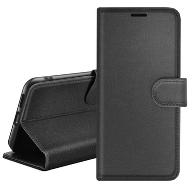 Zanaé Funda tipo cartera para Nokia 6.1 con soporte y lengüeta magnética Negro