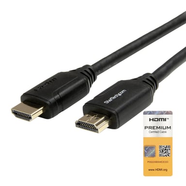 StarTech.com Cable de 50cm HDMI 2.0 Certificado Premium con Ethernet - HDMI de Alta Velocidad Ultra HD de 4K a 60Hz HDR10 - para Monitores o TV UHD