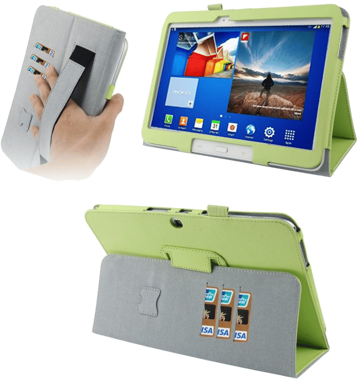 Housse Étui Coque Samsung Galaxy Tab 3 10.1 P5200 Integral Support Confort Vert Faux cuir YONIS