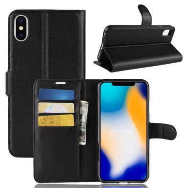 Coque Portefeuille pour ''IPHONE Xs Max'' APPLE Simili-cuir Rabat Protection (NOIR)