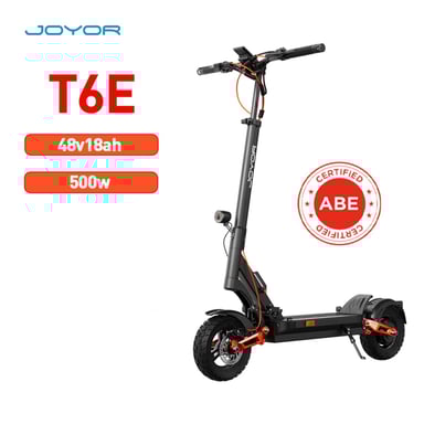 Patinette Électrique JOYOR T6E Certification ABE - Moteur 500W Batterie 48V18AH Pliable 10 pouces Pneus Tout-Terrain - Noir
