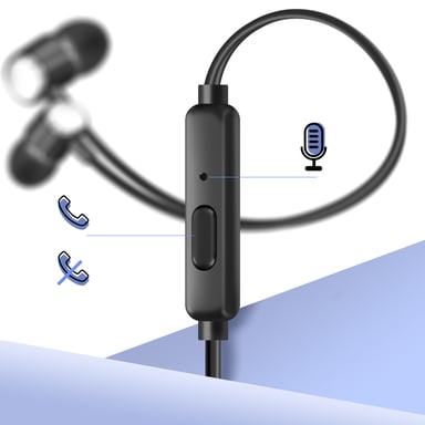 Écouteurs Jack 3.5mm Intra-auriculaires Microphone Kit Mains Libres Noir