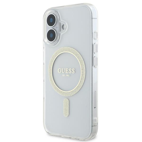 Guess Coque pour iPhone 16 - IML Glitter Circle MagSafe (GUHMP16SHFGERET)