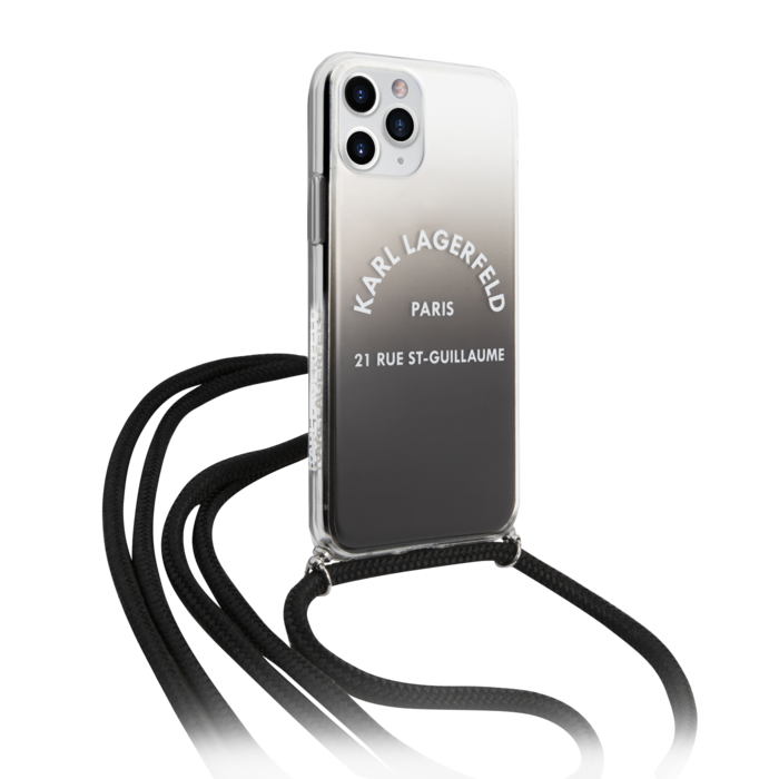 Funda bandolera Karl Lagerfeld Hybrid de color degradado para Apple iPhone 11 Pro, Negro