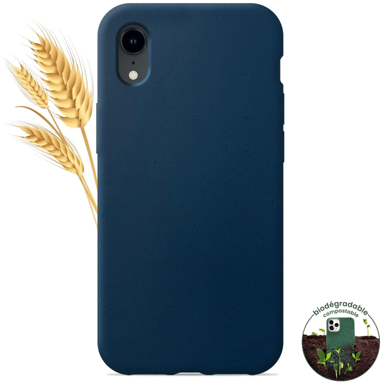 Coque silicone unie compatible Biodégradable Bleu Apple iPhone XR