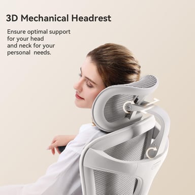 SIHOO Doro C300 Chaise ergonomique - Accoudoirs 3D - Support lombaire auto-ajustable - Mécanisme poids intelligent - Dossier maille - 3 inclinaisons - Certifié TUV/SGS - 150kg max - 70x69x128cm - Blanc