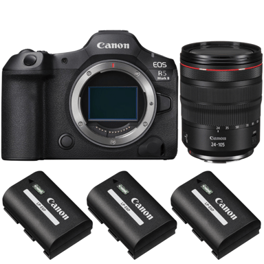 Appareil photo hybride Canon EOS R5 Mark II + RF 24-105mm f/4 L IS USM + 3 Canon LP-E6P + Ebook ''20 astuces pour des images qui claquent''
