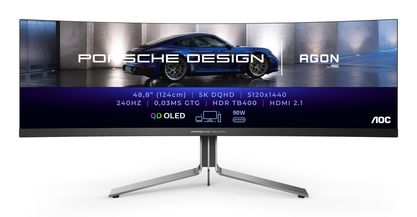 AOC Porsche PD49 LED display 124 5 cm 49 5120 x 1440 pixels DQHD QD OLED Neuf - vue 2