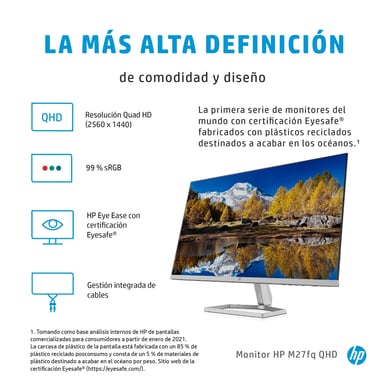 HP M27fq 68,6 cm (27'') 2560 x 1440 pixel Quad HD LED Argento