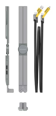 AISENS Soporte de Sobremesa Ajustable Para Portail / Tablet Con USB-C Docking 4 en 1, Gris