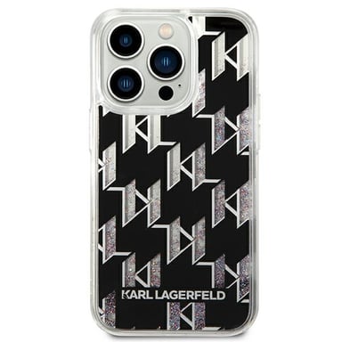 Custodia Karl Lagerfeld per iPhone 14 Pro 6,1'' nero Liquid Glitter Monogram