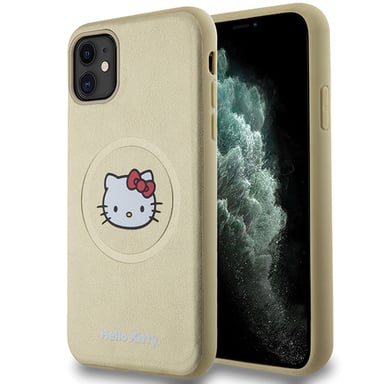 Étui Hello Kitty Leather Kitty Head MagSafe pour iPhone 11/XR, doré - Neuf