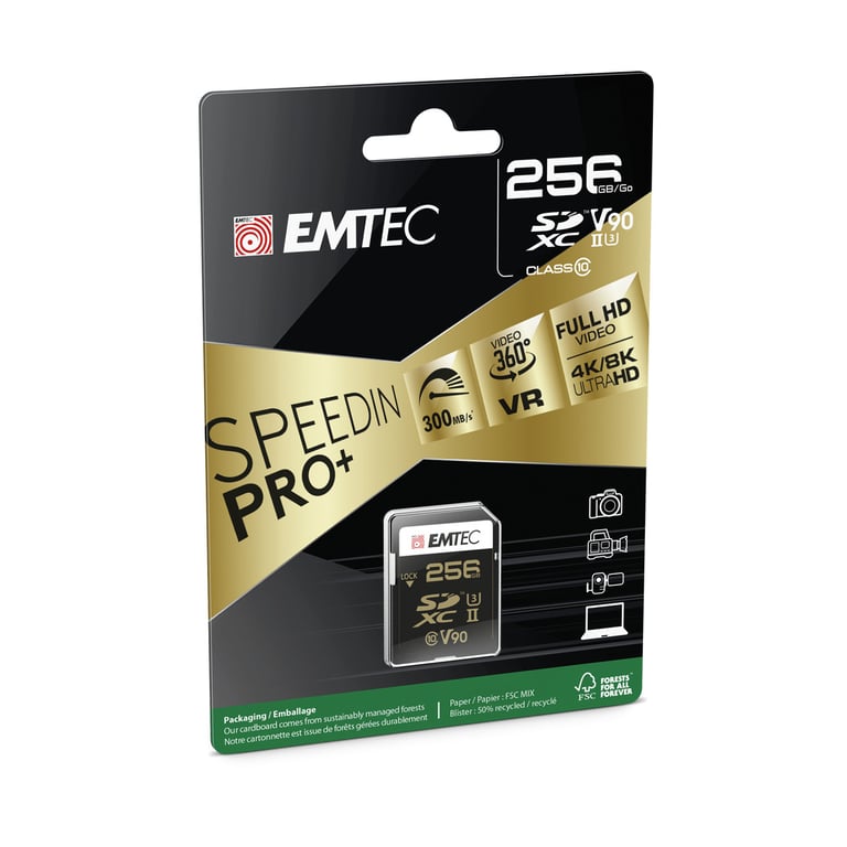 EMTEC V90 Ultra Pro Carte mémoire flash Video Class V90 / UHS II U3 SDXC UHS II - vue 4