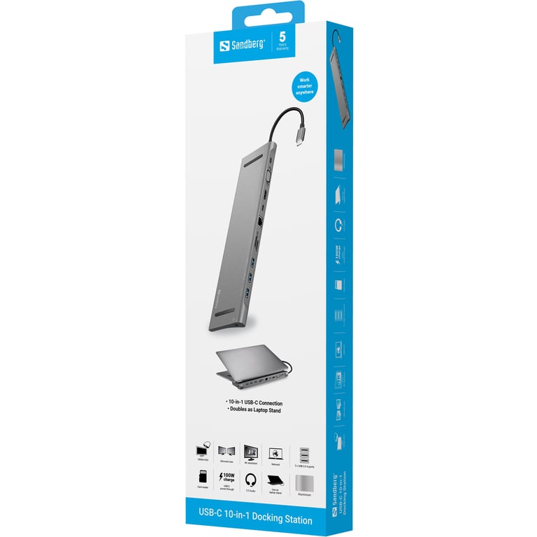 Sandberg USB C 10 in 1 Docking Station Neuf - vue 3