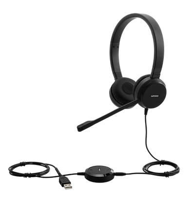 Lenovo Pro Wired Stereo VOIP Auriculares Alámbrico Diadema Oficina/Centro de llamadas Negro