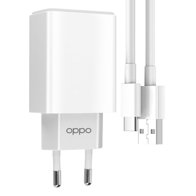 Chargeur officiel Oppo USB 10W avec Câble USB vers USB C Blanc