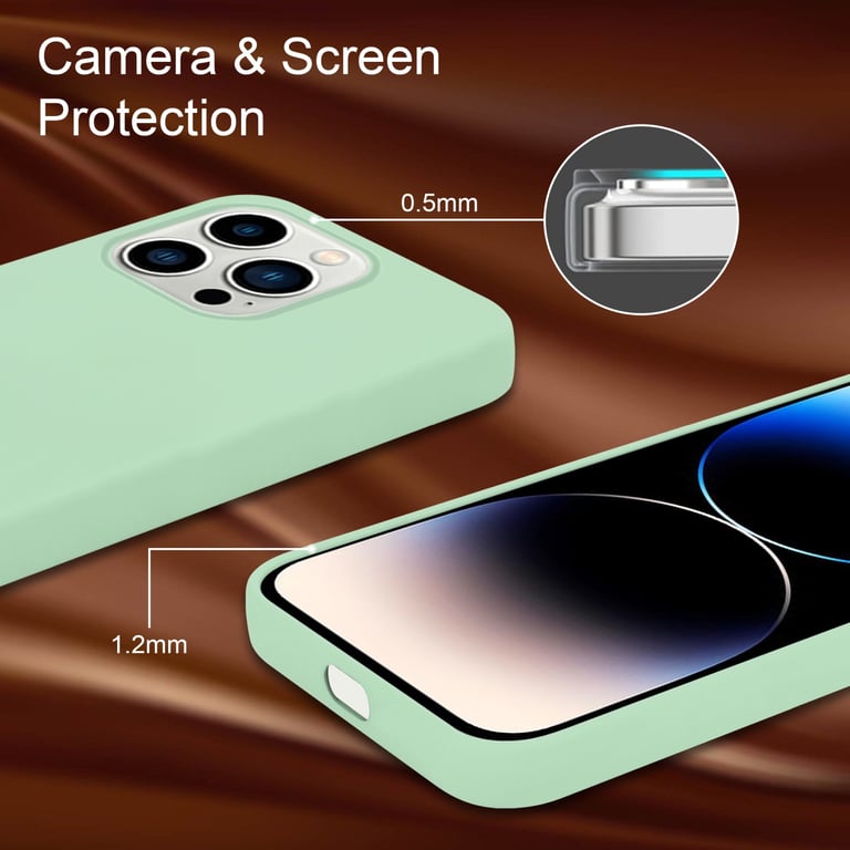 Funda para Apple iPhone 14 PRO en LIQUID LIGHT GREEN Cubierta protectora Funda flexible de silicona TPU