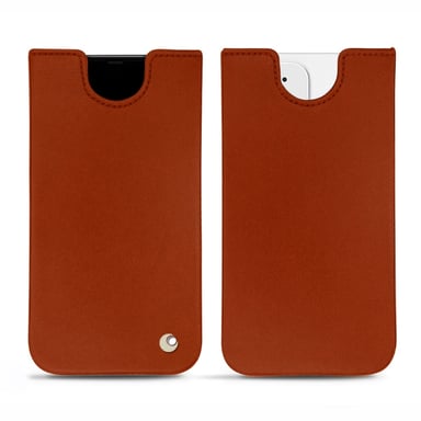 Pochette cuir Apple iPhone 12 -  - Orange - Cuir vegan