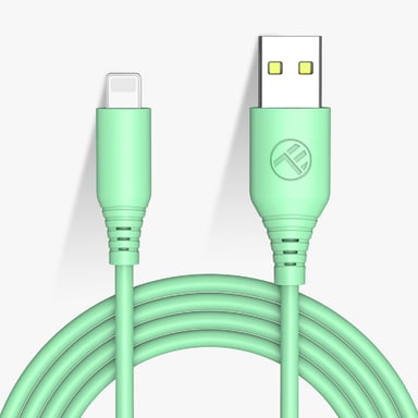Cable de datos de silicona Tellur, USB a Lightning, 3A, 1m, verde