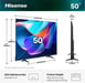 Téléviseur LED Smart Hisense 50A6S 50'' 4K UHD VIDAA Noir, Dolby Vision, WiFi, AI Upscaling, MEMC, HDMI 2.1 et jeu faible latence