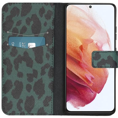 imoshion Design Softcase Bookcase pour Samsung Galaxy S21 Ultra - Green Leopard