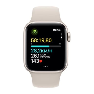 Watch SE 2 (GPS), boitier en aluminium Lumière stellaire de 40 mm avec boucle en caoutchouc Sport S/M, Lumière stellaire