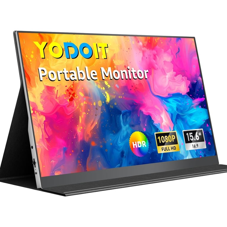 Yodoit Écran Portable 15 6" 1920 × 1080 FHD Moniteur IPS 100% SRGB Display HDMI USB Type C avec Haut parleurs Intégrés pour PCMacBookXboxPS4 5TV