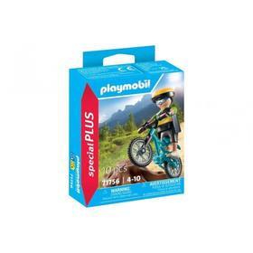 Cycliste Avec Vtt Et Souche D'arbre Playmobil La Boite - vue 2