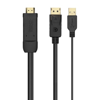 AISENS A122-0641 câble vidéo et adaptateur 1,8 m HDMI Type A (Standard) DisplayPort + USB Type-A Noir