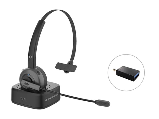 Conceptronic POLONA03BD écouteur/casque Sans fil Arceau Bureau/Centre d'appels Bluetooth Socle de chargement Noir