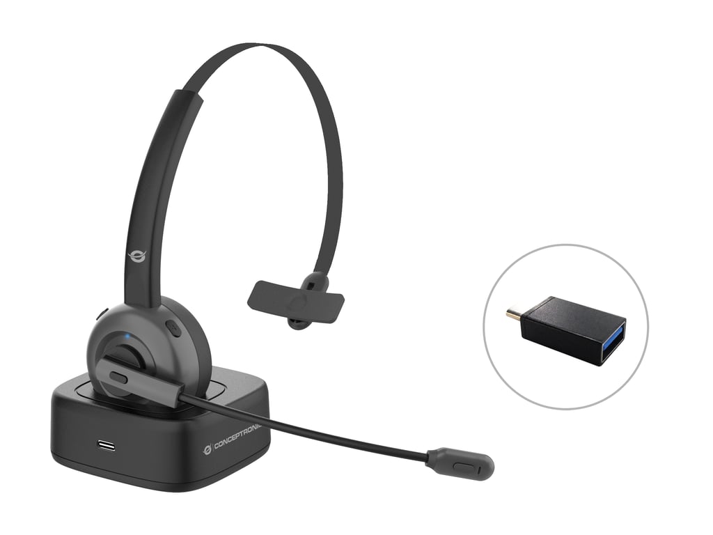 Casque Conceptronic POLONA03BD – Sans Fil, Bureau, Bluetooth 5.0, Autonomie 22h