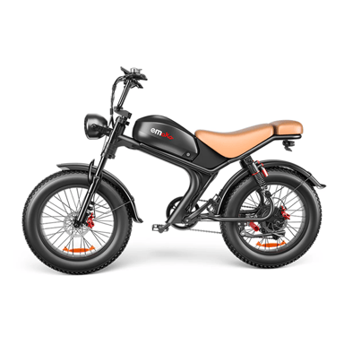 Bicicleta eléctrica Emoko C93 de 48 V y 20 pulgadas con neumáticos anchos, motor de 1000 W, freno de doble suspensión de 20 Ah-marrón