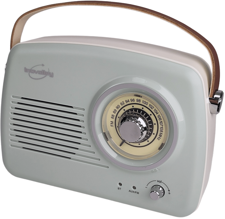 Inovalley RETRO35-C Radio FM Vintage autonome bleu/vert- Bluetooth 4.1 - Batterie 1500mAh intégrée -