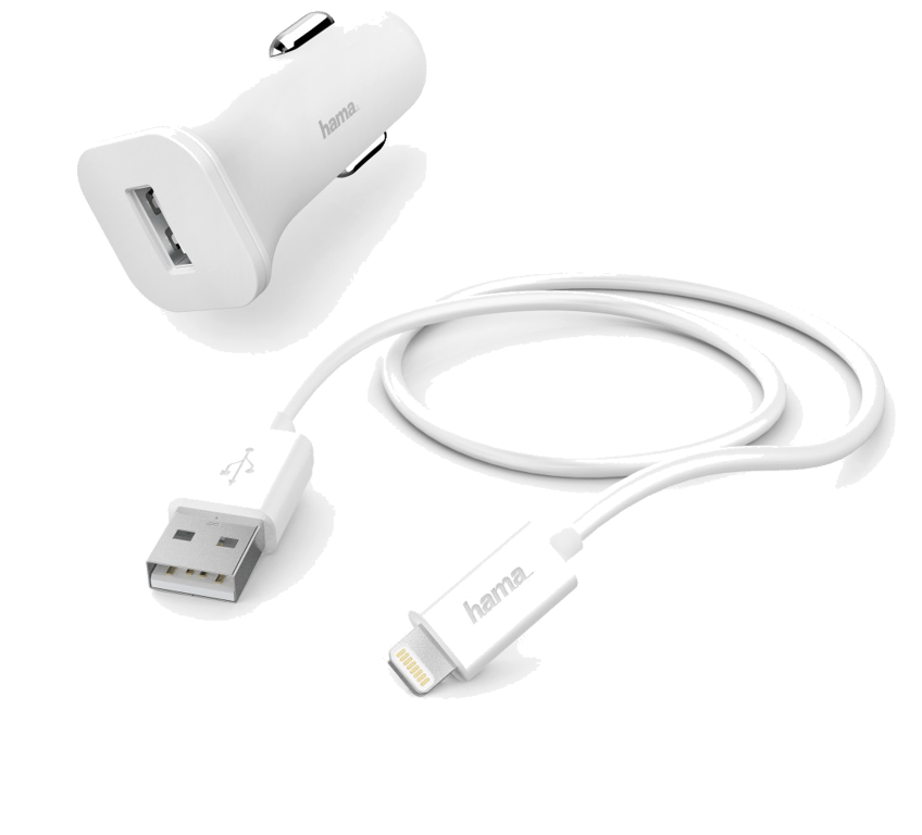 Kit charge allume cigare, Lightning, 1 A, blanc