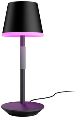 Philips White and Color Ambiance, lámpara de mesa portátil Hue Belle, compatible Bluetooth, negra, funciona con Alexa, Google Assistant y Apple Homekit