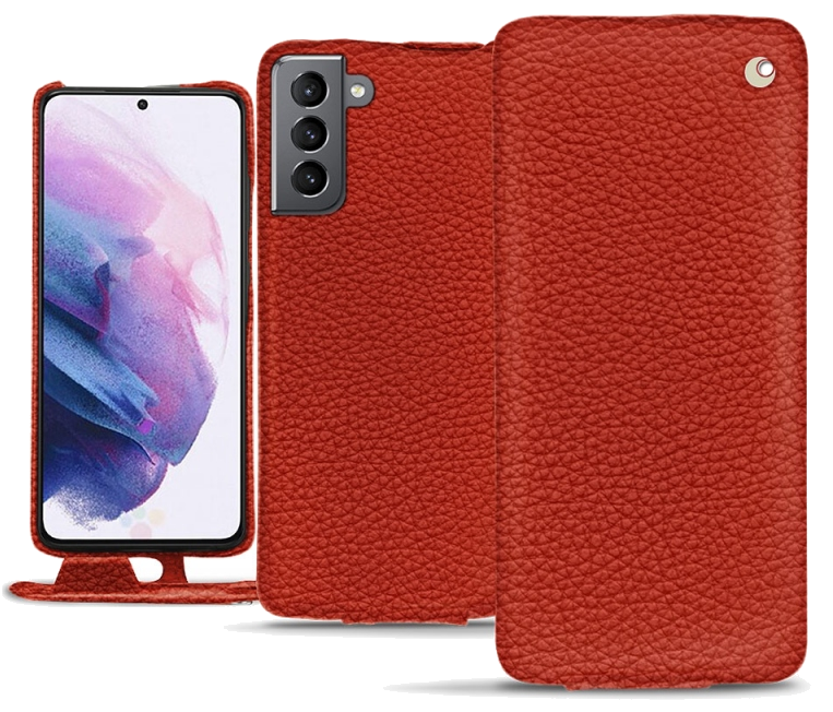 Housse cuir Samsung Galaxy S21 - Rabat verticalOrange