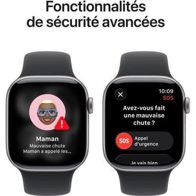 Watch Series 11 (2025) GPS + Cellulaire - Boitier de 42mm en Aluminium Gris sidéral avec bracelet sport, Noir - S/M