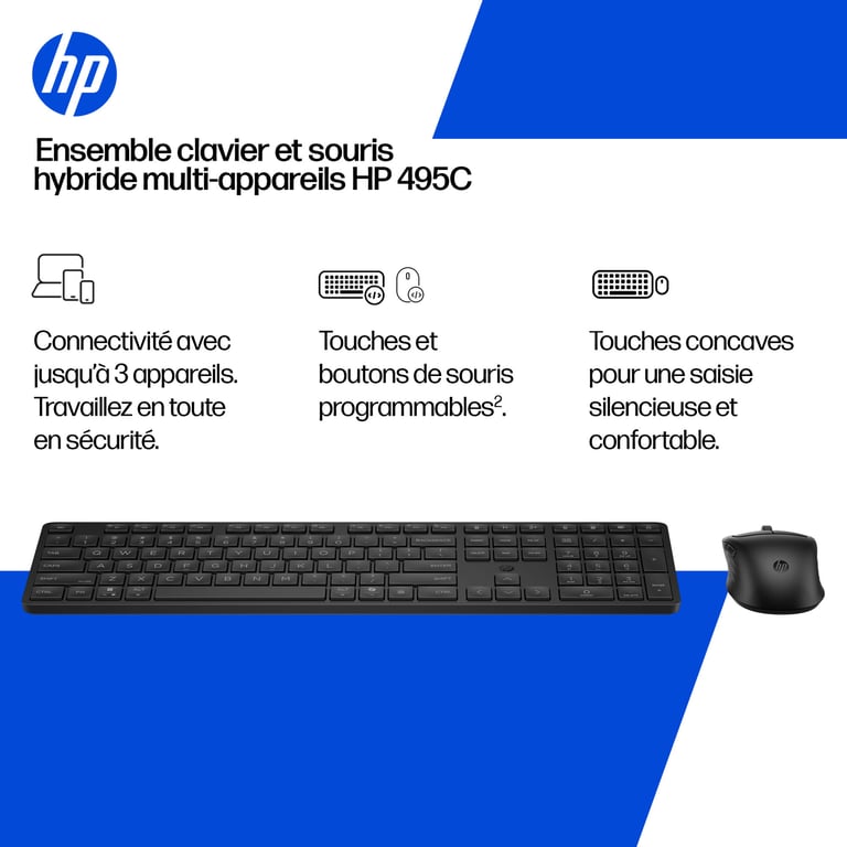 HP Multi-Device Dual-Mode Mouse and Keyboard Combo 495C FR - Neuf