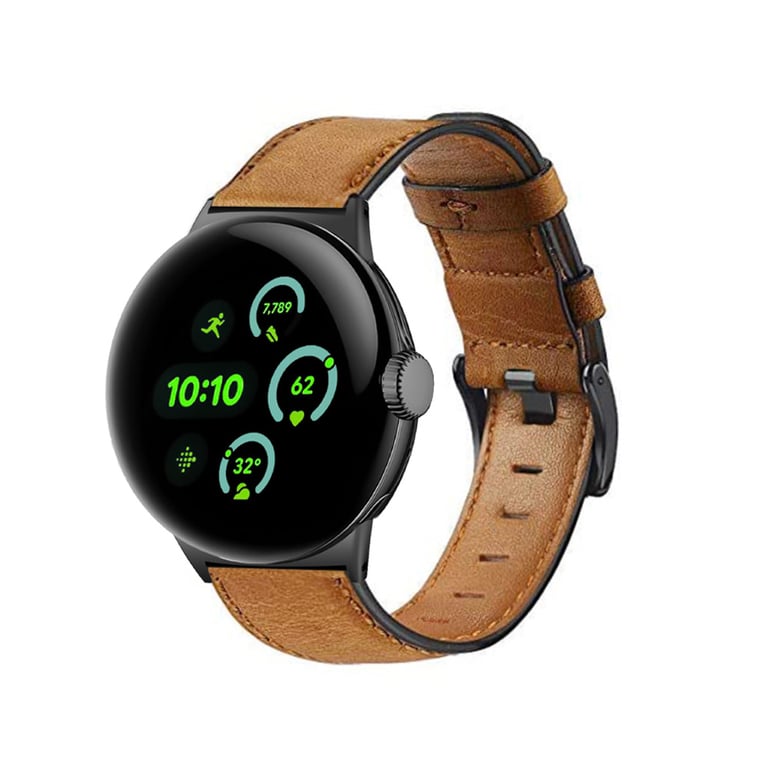 INF Bracelet de montre en cuir véritable pour Google Pixel Watch 3 (45 mm) Marron - vue 2